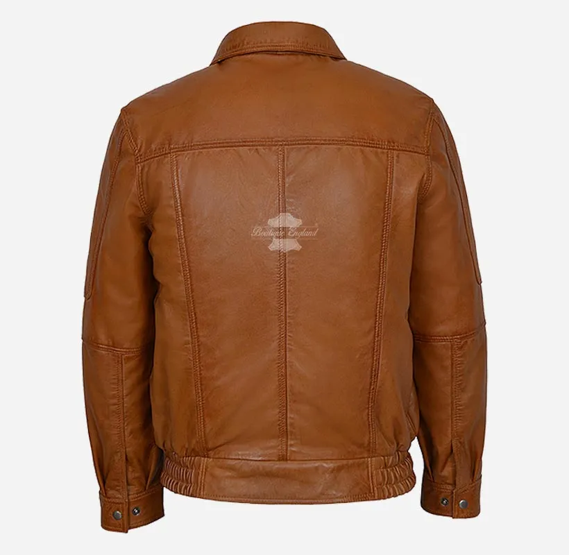 ESSEX Men's Leather Blouson Jacket Classic Soft Leather Jacket