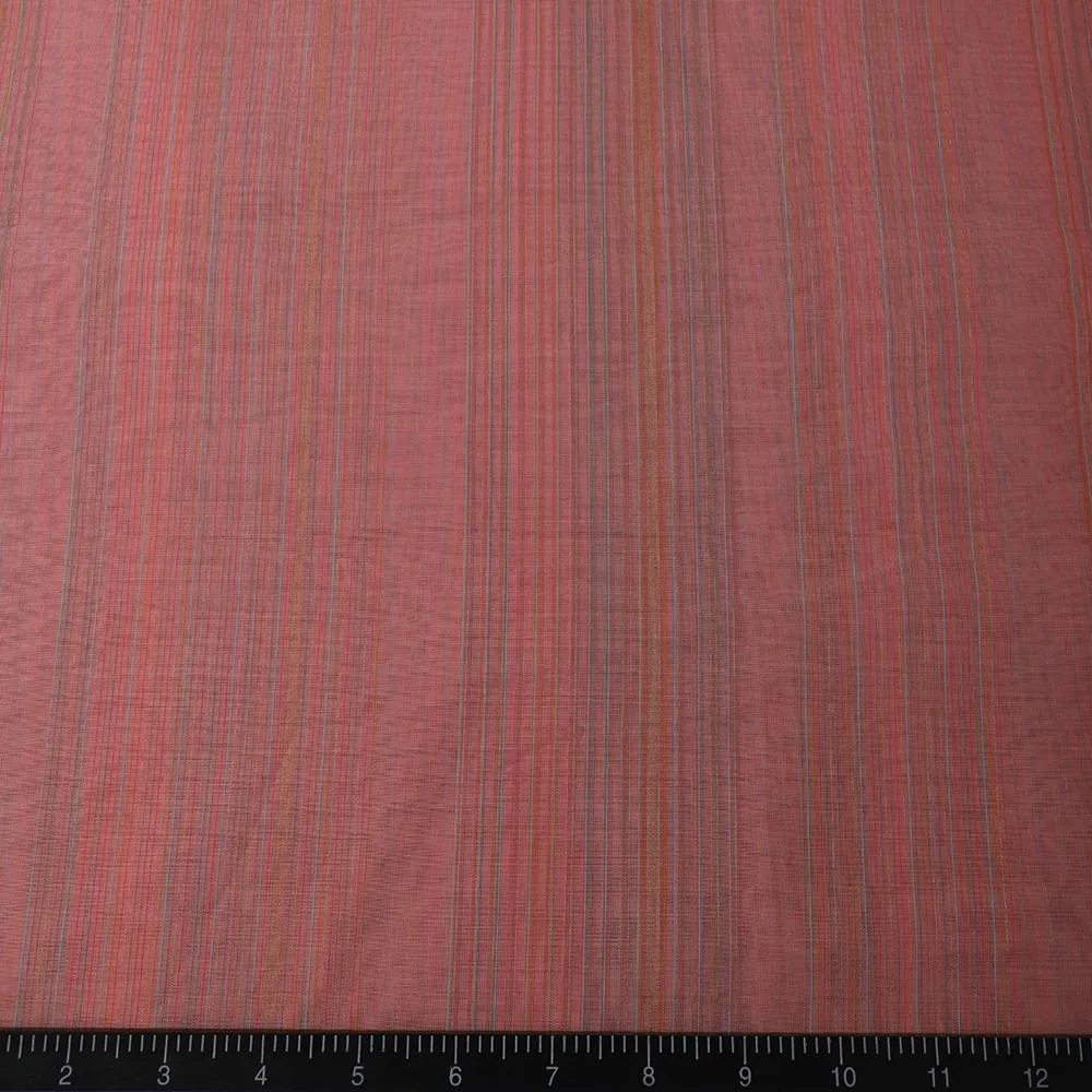 Flamingo pink Color Handwoven Maheshwari Silk Fabric