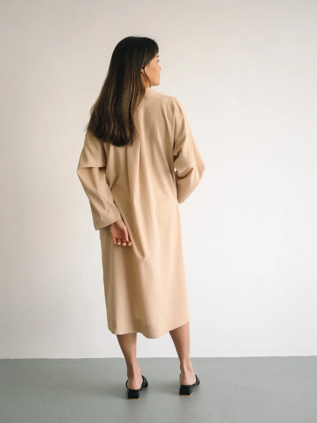 Long Sleeve Midi Dress (Khaki)