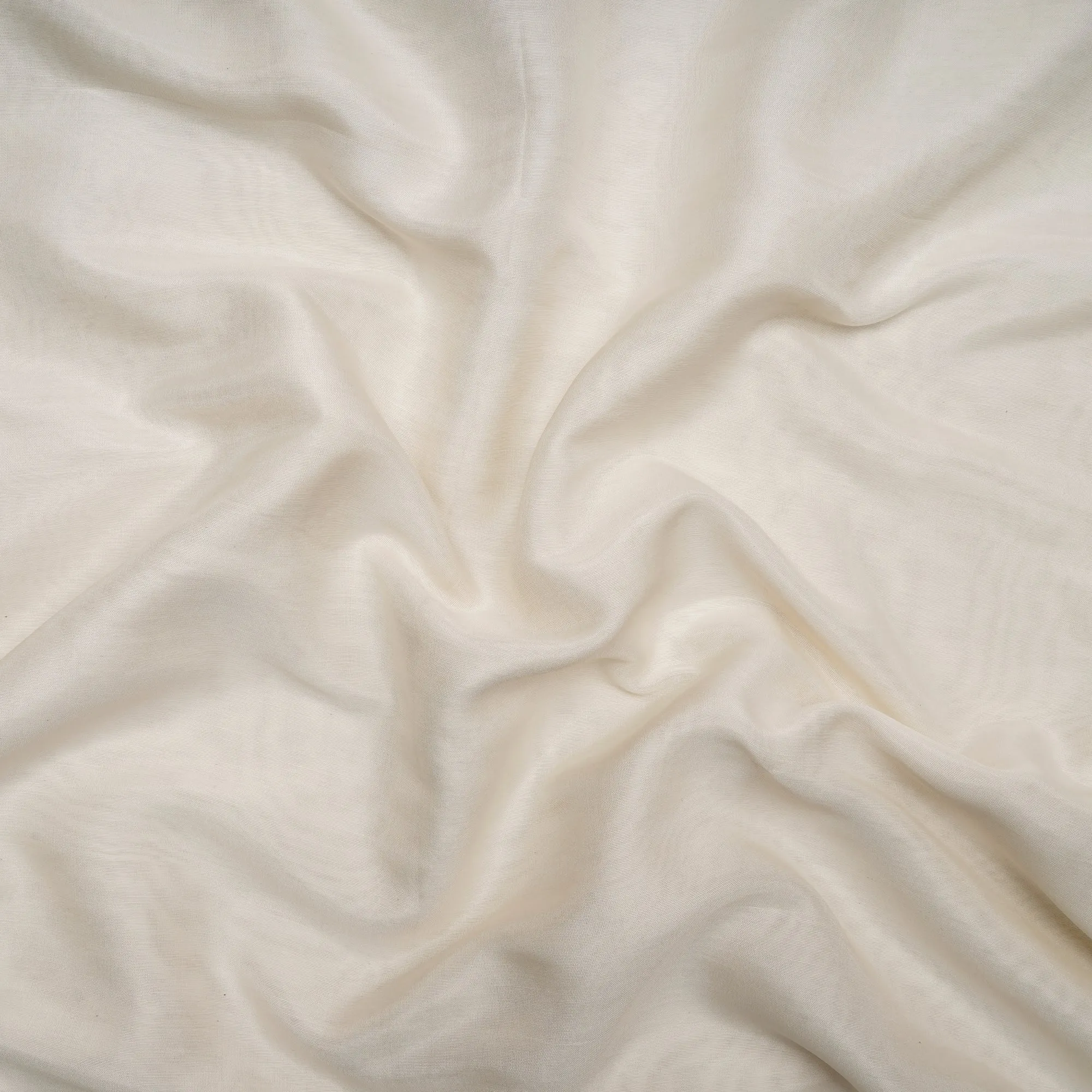 Off White Color Handwoven Maheshwari Silk Fabric