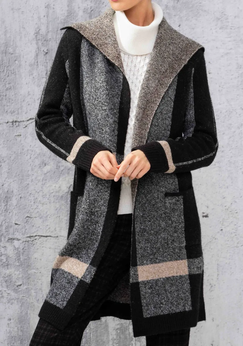 Plaid Print Knit Jacket